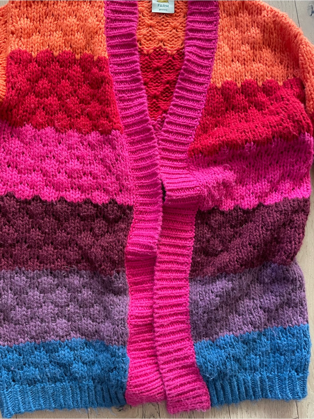 FARM Rio Multicolor Open Knit wool Cardigan size small - Picture 5 of 9